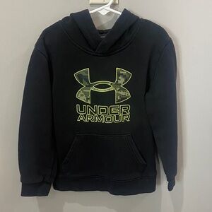 Under Armour Kids Black and Green Logo Hoodie